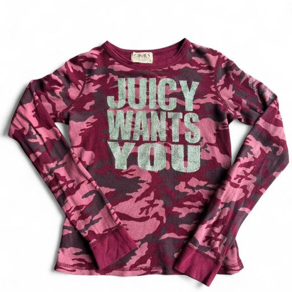 Juicy Couture red camouflage thermal long sleeve top - Picture 1 of 4